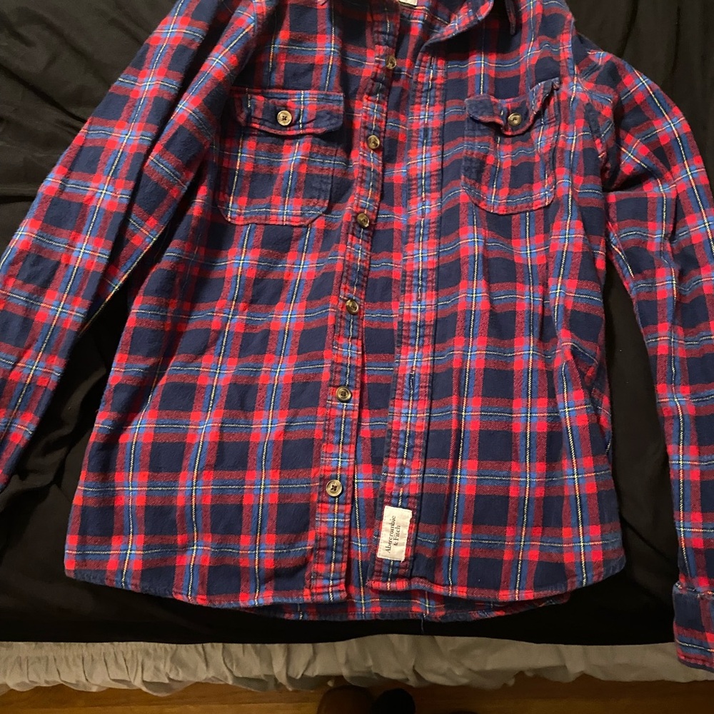 Abercrombie & Fitch Kids Checkered Shirt - Navy and Red